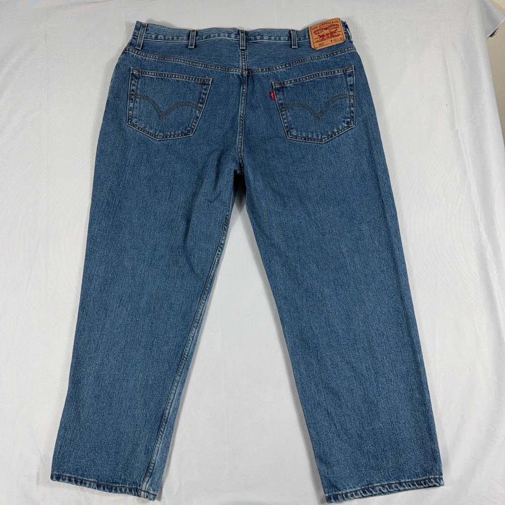 Levi's 550 Relaxed Fit Jeans 100% Cotton Denim W42 L30 Blue Classic Casual - Picture 3 of 13